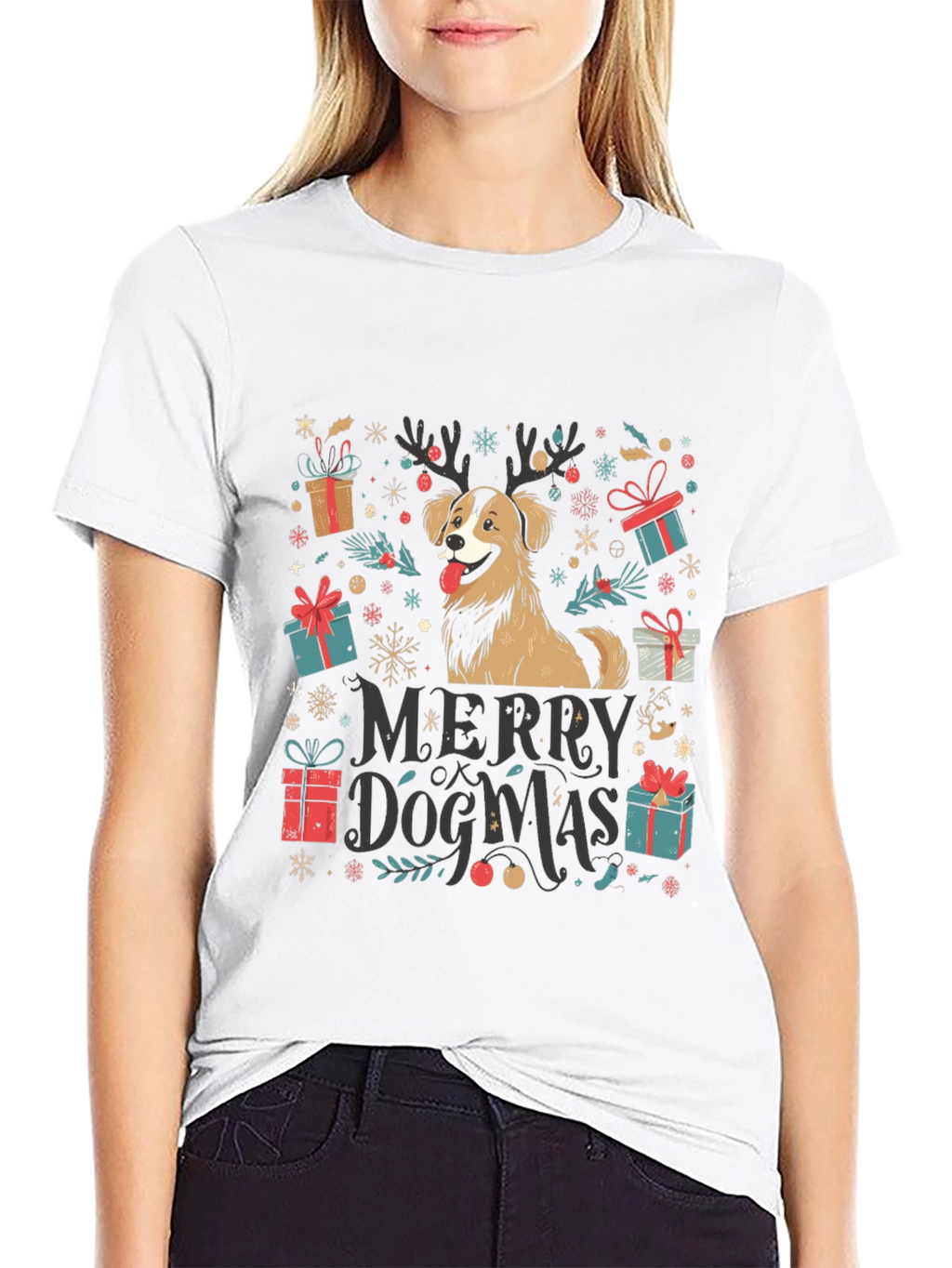 Merry Dogmas T-Shirt - Festive Christmas Dog Tee