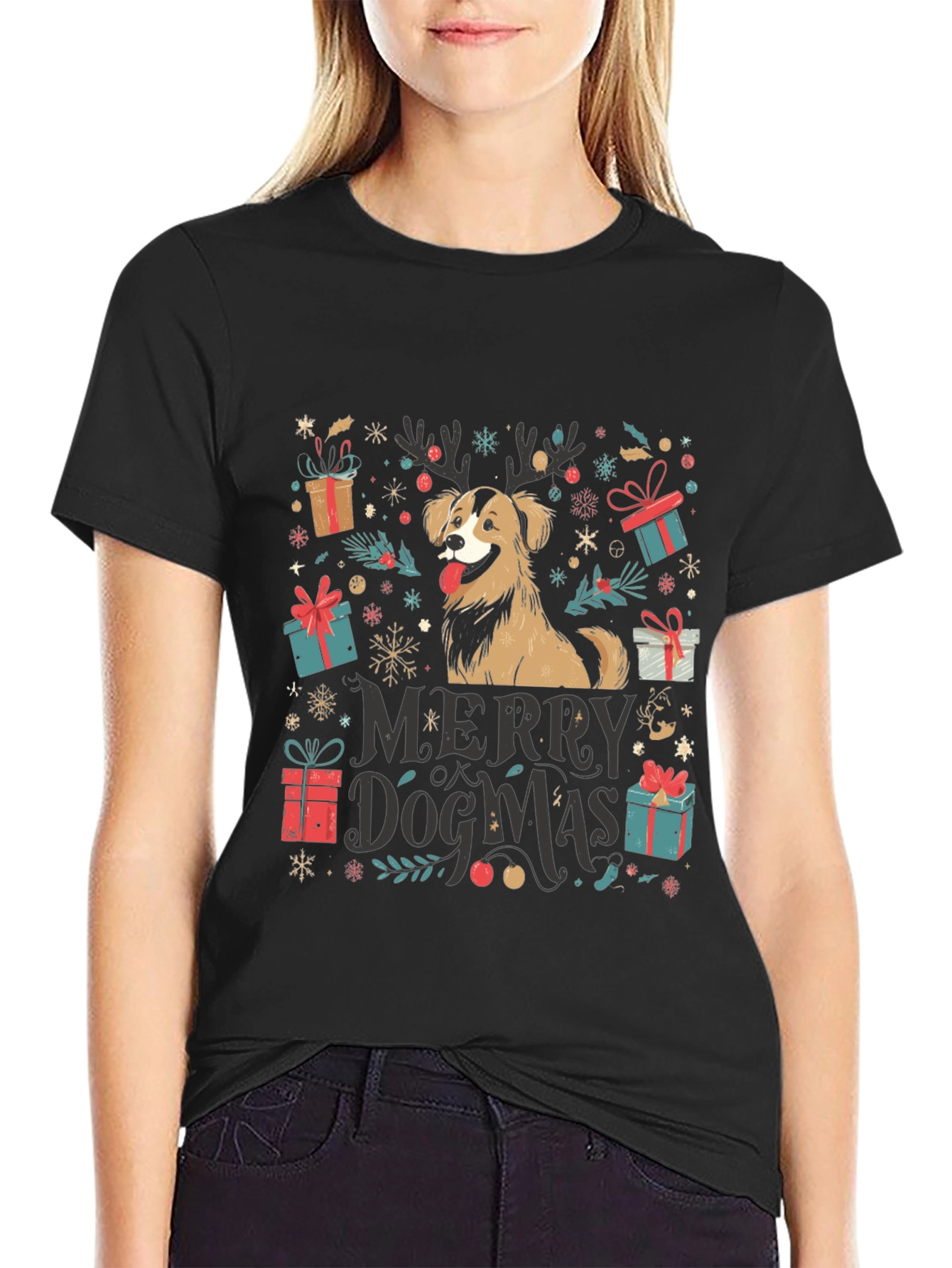 Merry Dogmas T-Shirt - Festive Christmas Dog Tee
