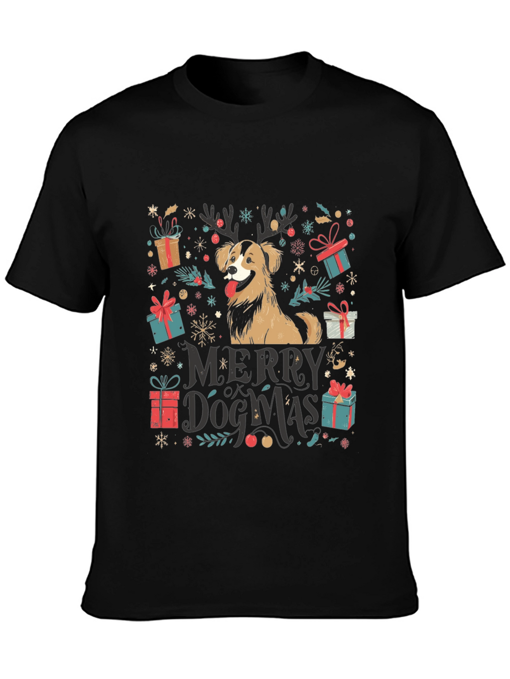 Merry Dogmas T-Shirt - Festive Christmas Dog Tee