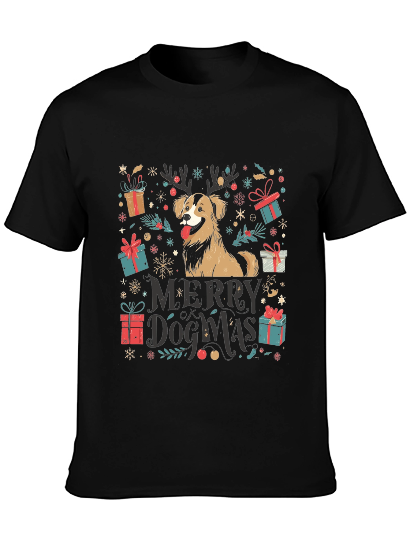Merry Dogmas T-Shirt - Festive Christmas Dog Tee