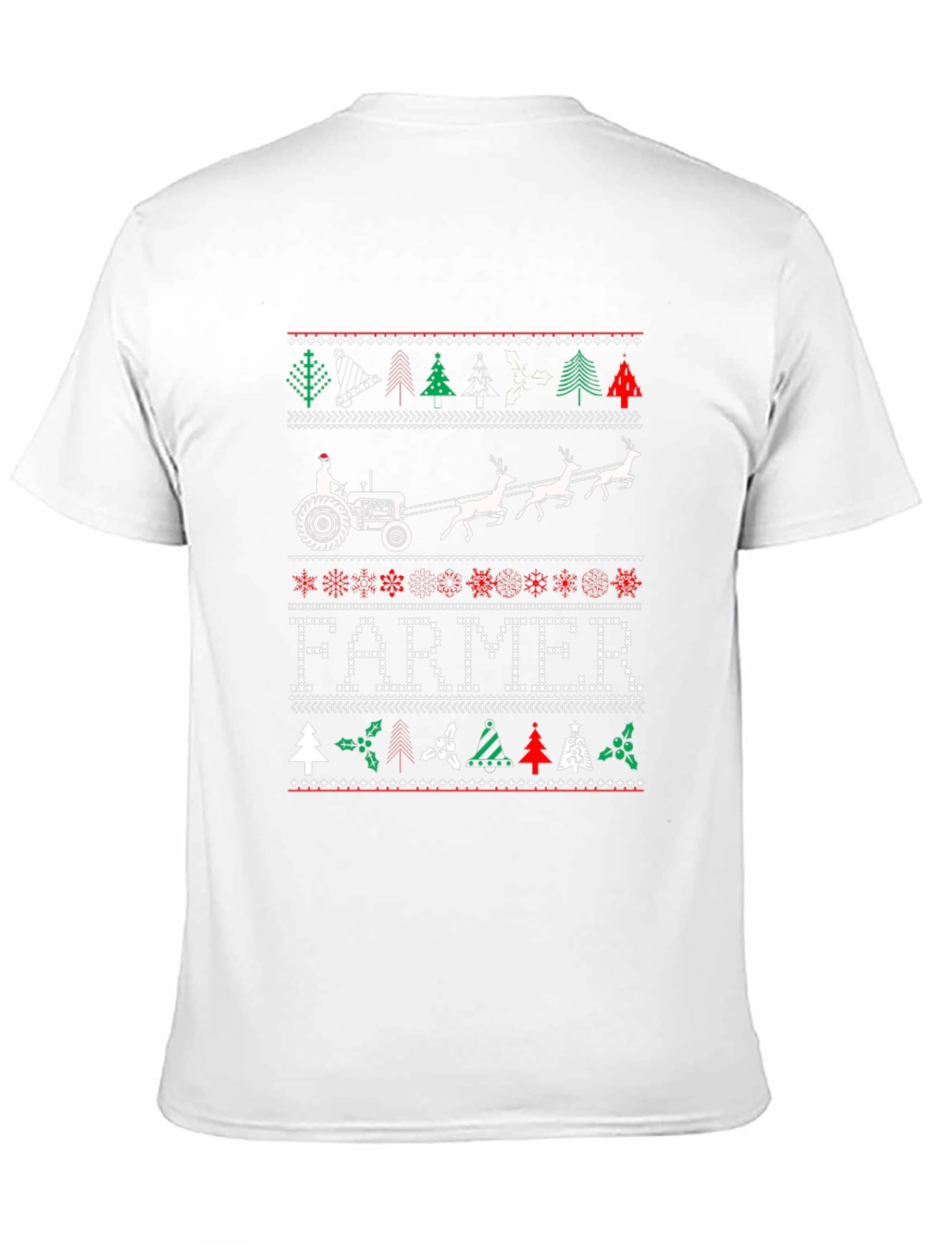 Farmer Christmas Tractor Ugly Sweater Graphic Tee