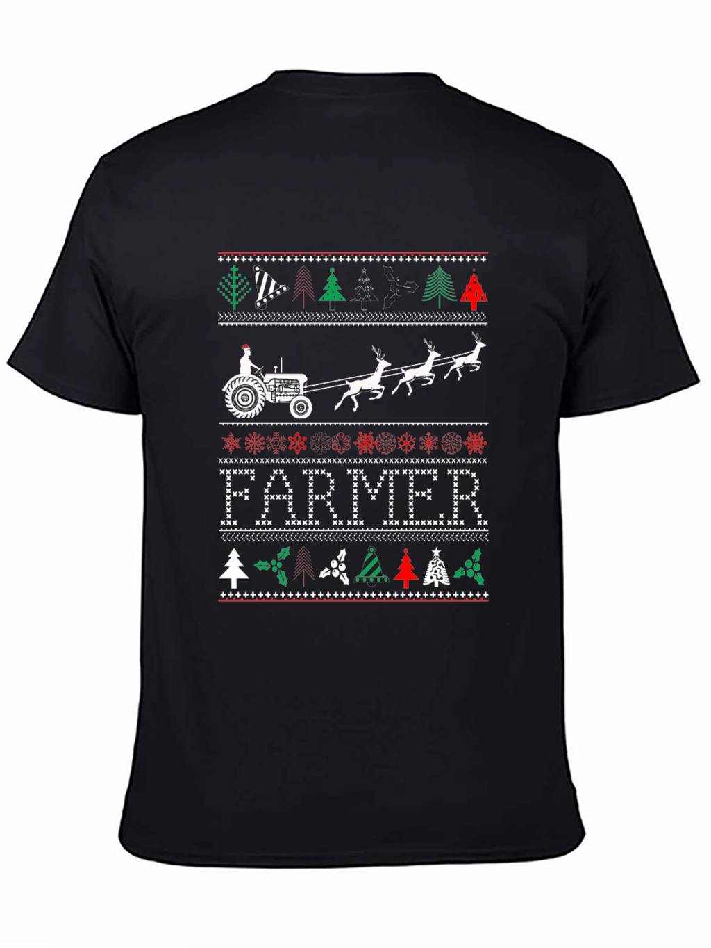 Farmer Christmas Tractor Ugly Sweater Graphic Tee