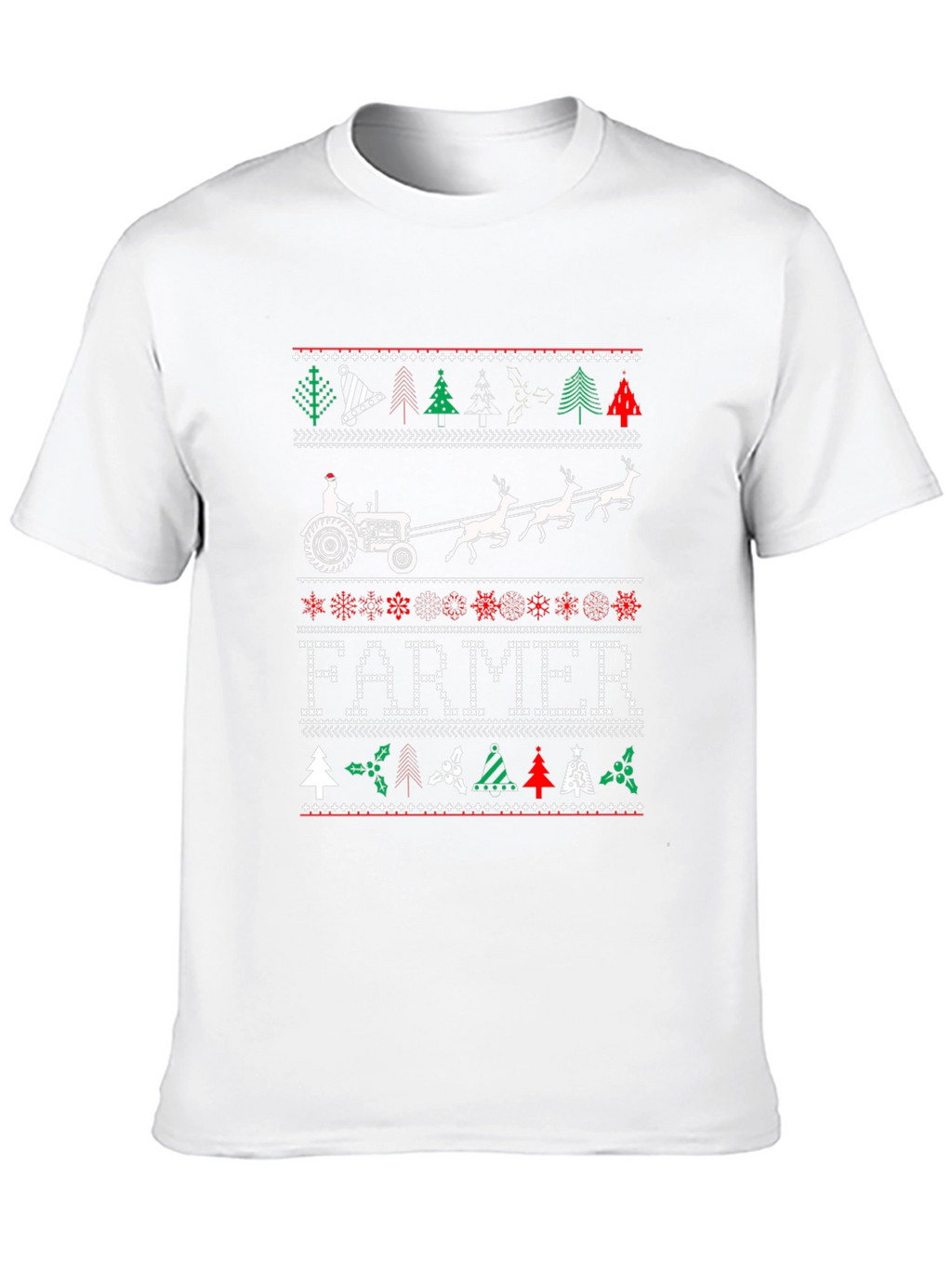 Farmer Christmas Tractor Ugly Sweater Graphic Tee
