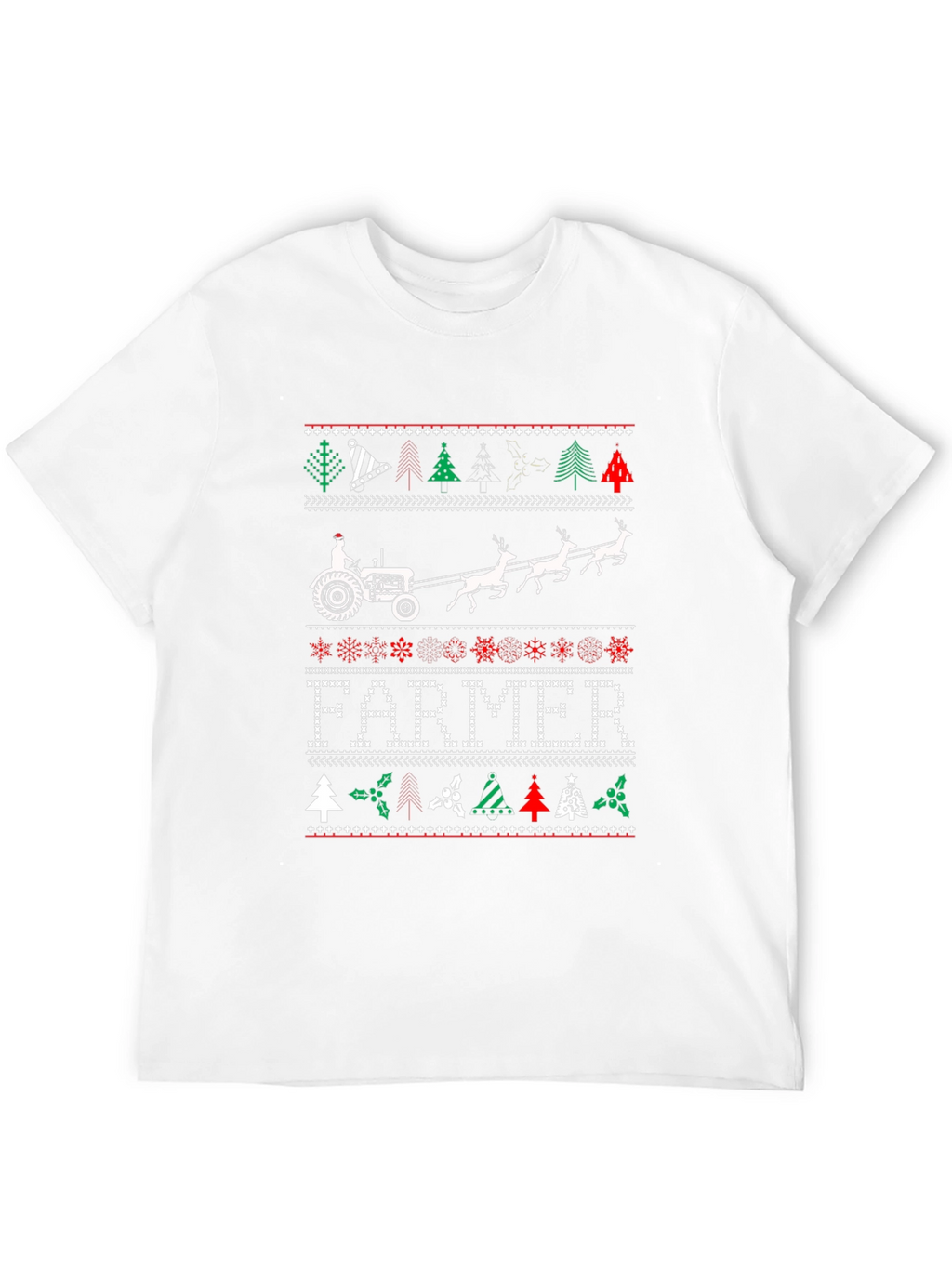 Farmer Christmas Tractor Ugly Sweater Graphic Tee