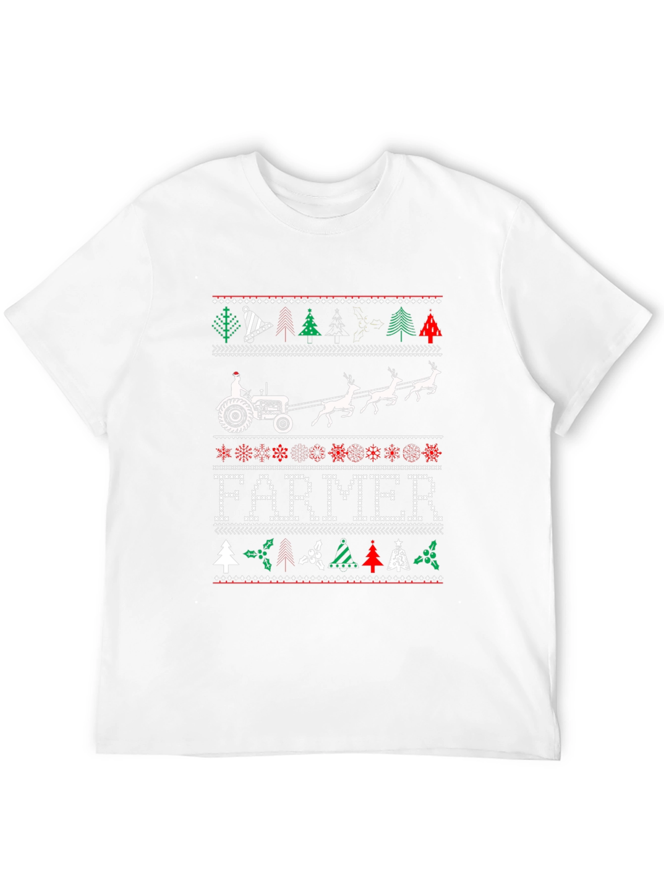 Farmer Christmas Tractor Ugly Sweater Graphic Tee