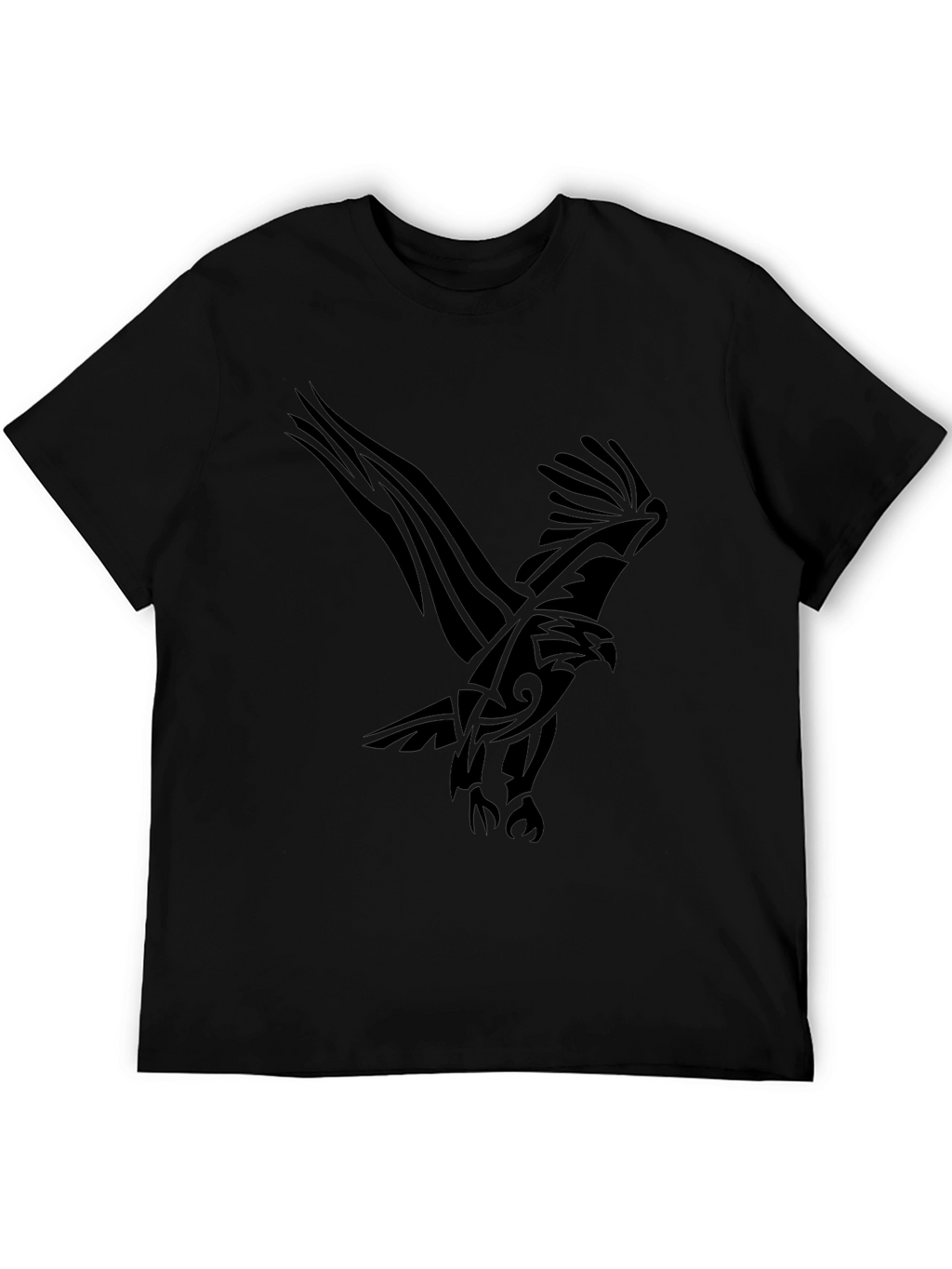 Mens Black T-Shirt with Eagle Graphic Print