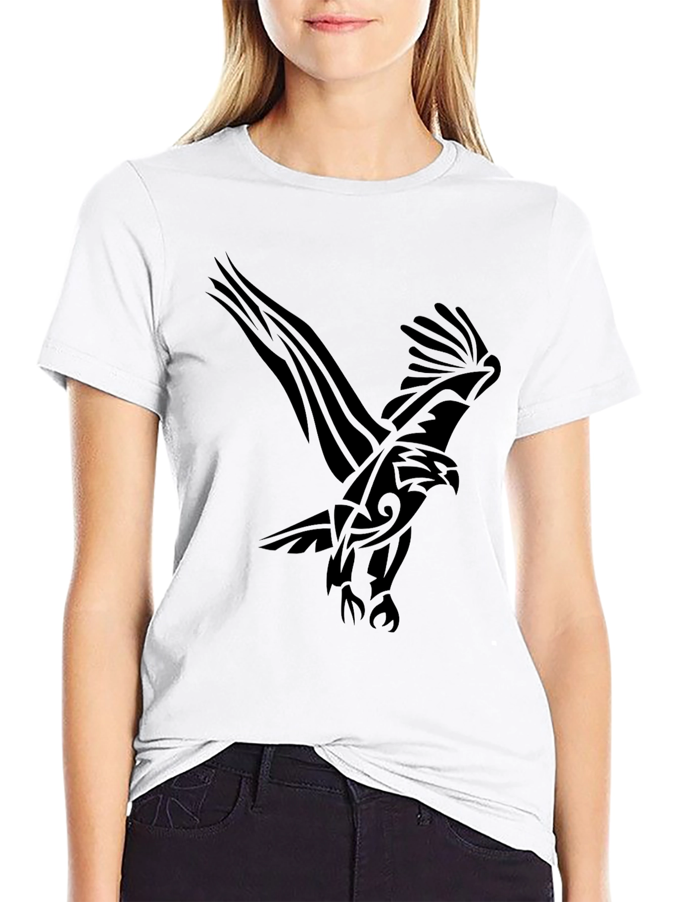 Mens Black T-Shirt with Eagle Graphic Print