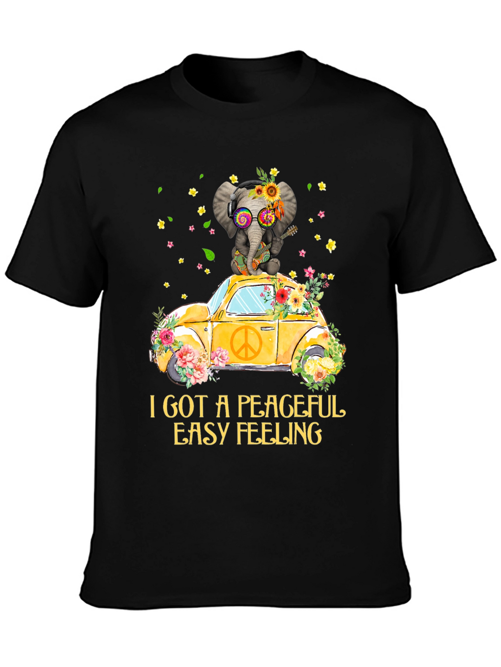 Peaceful Elephant Tee - Hippie VW Bug Shirt