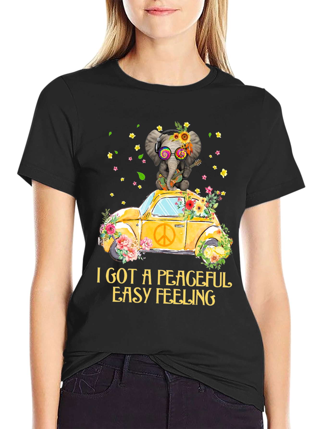Peaceful Elephant Tee - Hippie VW Bug Shirt