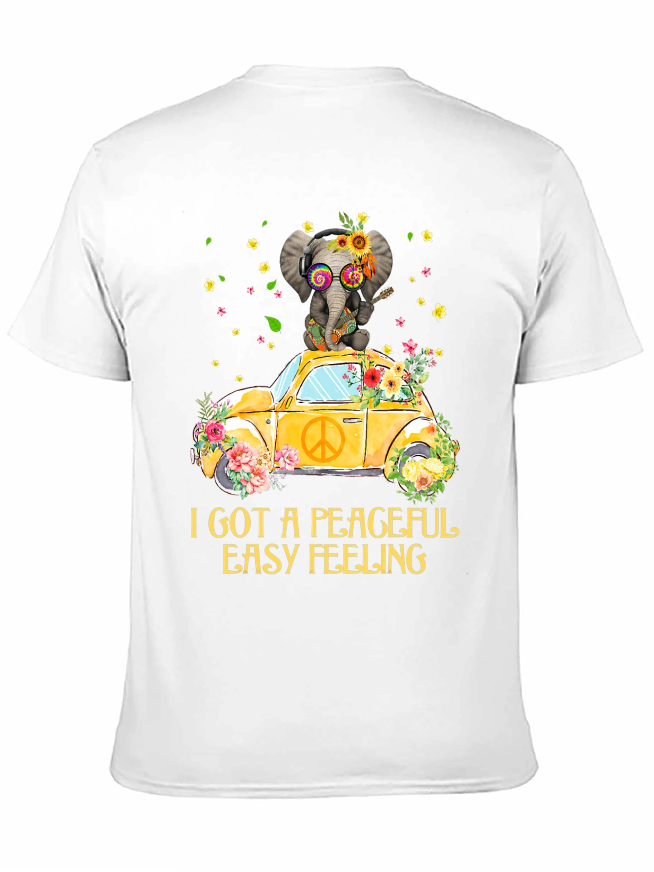 Peaceful Elephant Tee - Hippie VW Bug Shirt