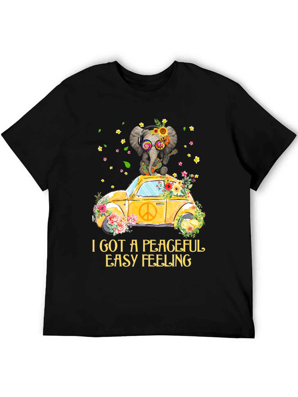 Peaceful Elephant Tee - Hippie VW Bug Shirt