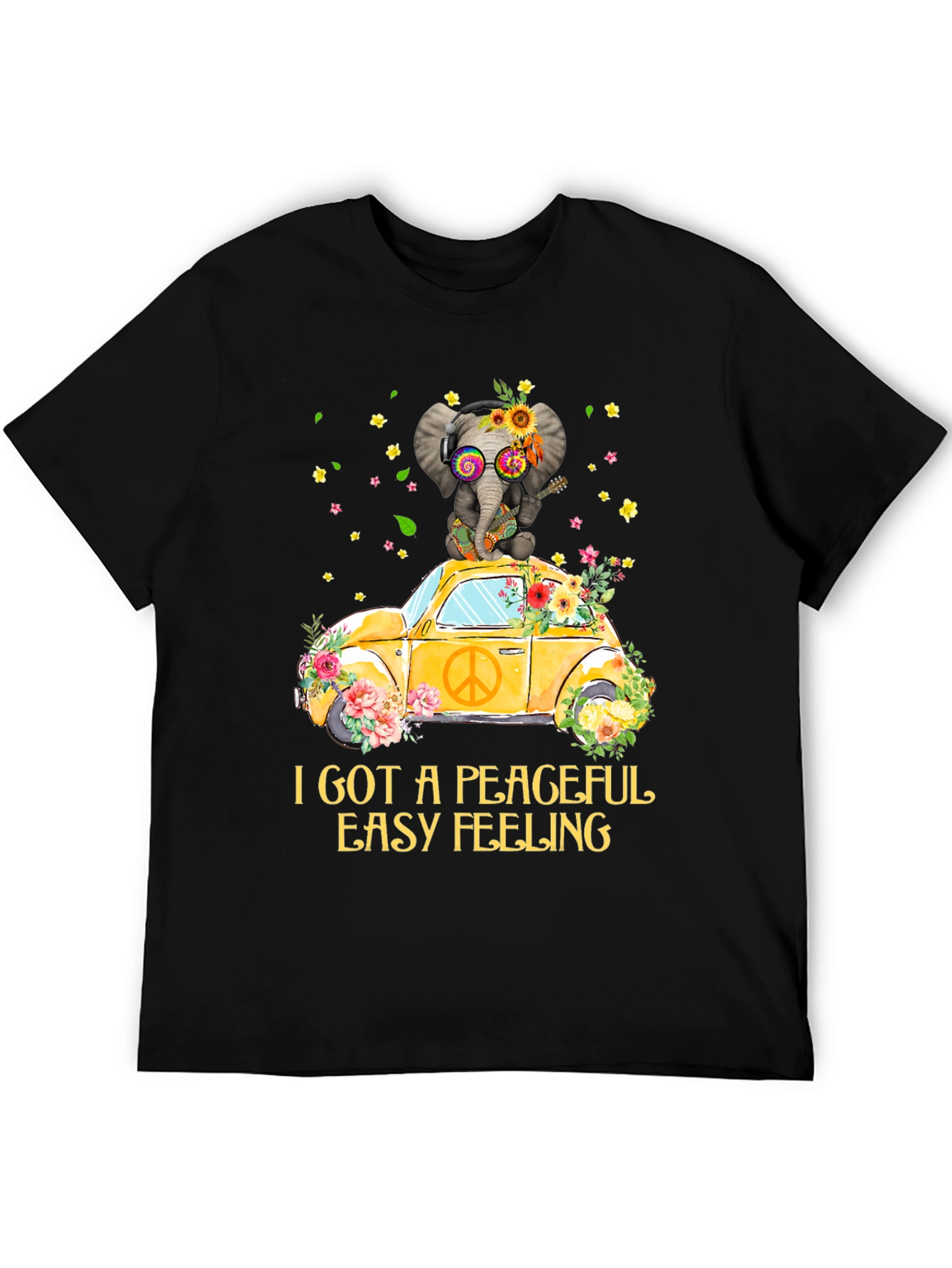 Peaceful Elephant Tee - Hippie VW Bug Shirt