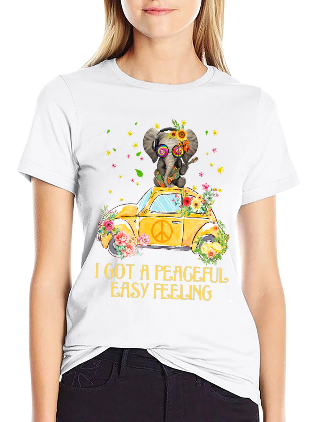 Peaceful Elephant Tee - Hippie VW Bug Shirt