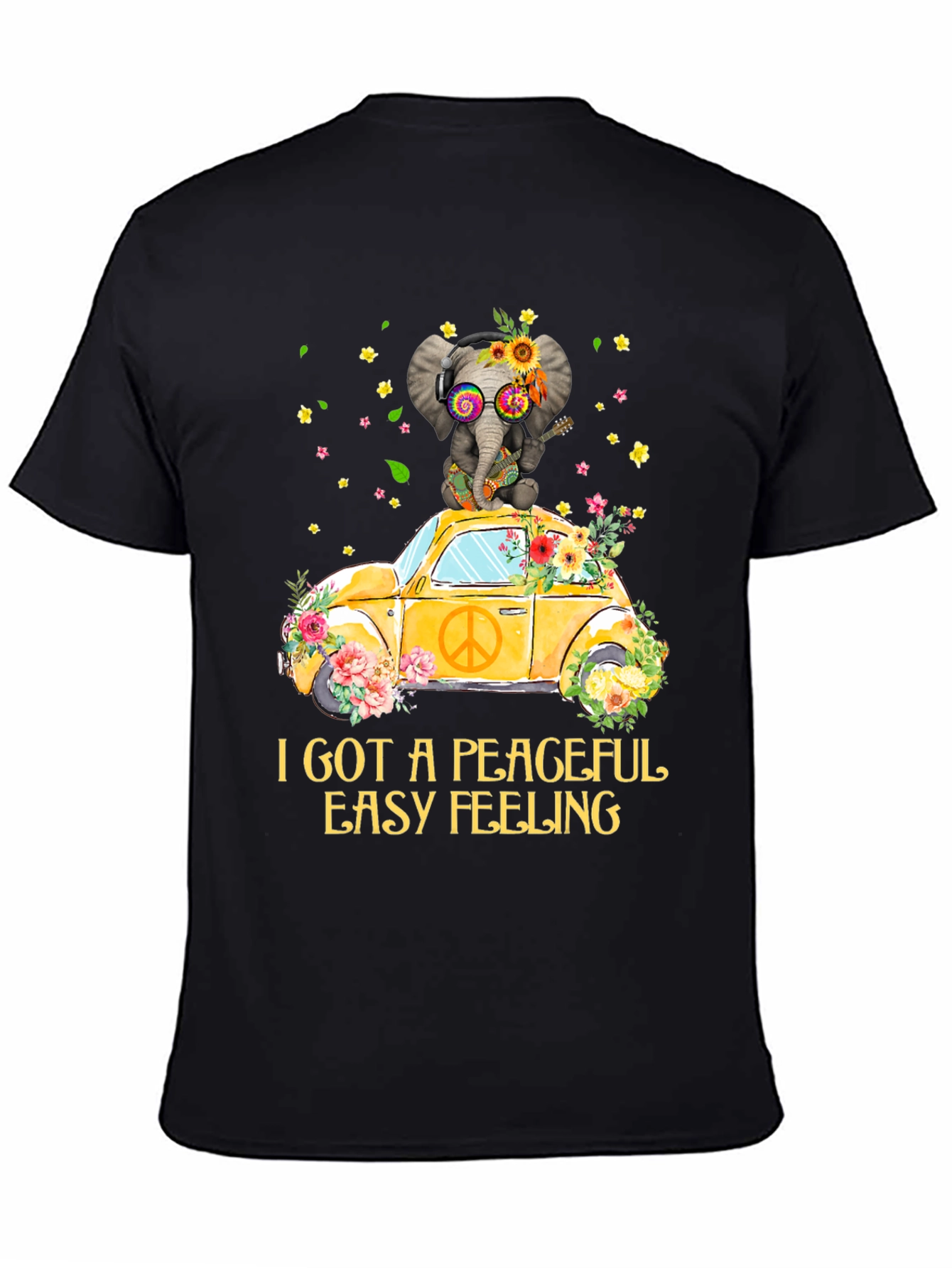 Peaceful Elephant Tee - Hippie VW Bug Shirt