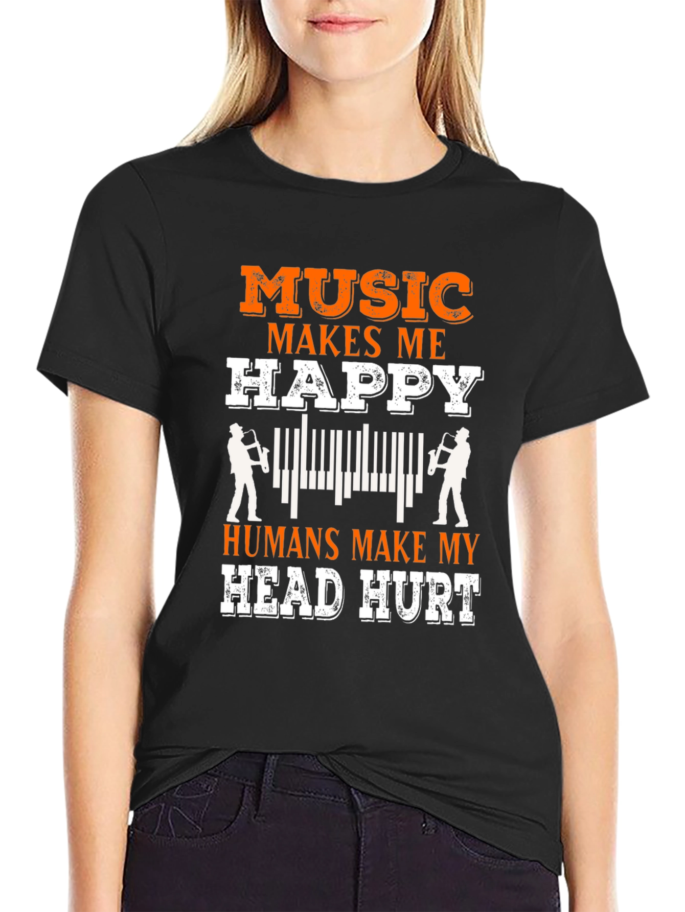 Music Lover Tee: Music Makes Me Happy T-Shirt