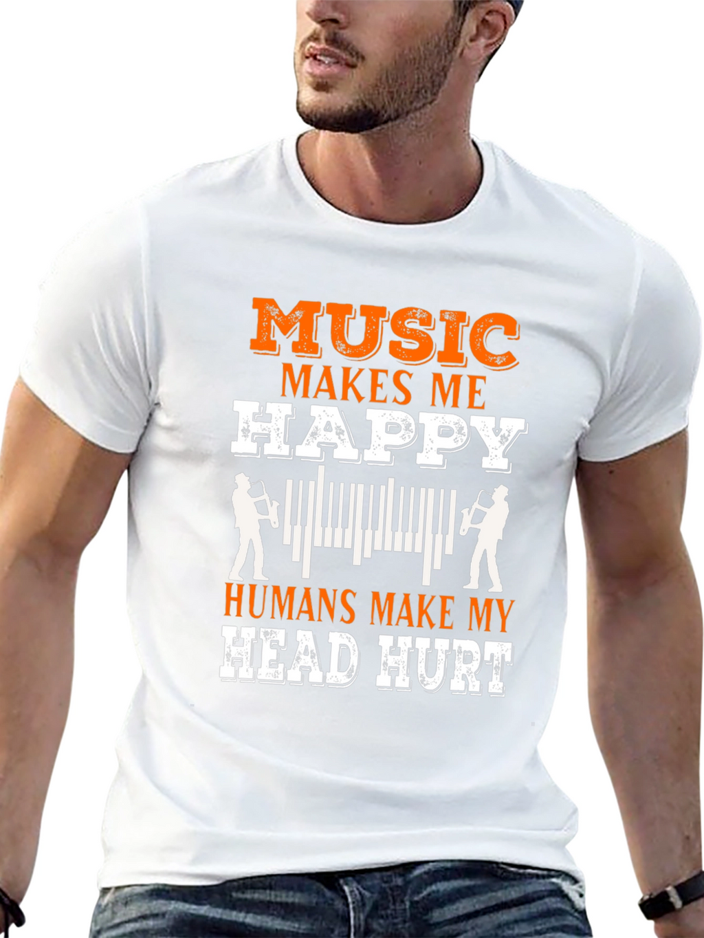 Music Lover Tee: Music Makes Me Happy T-Shirt