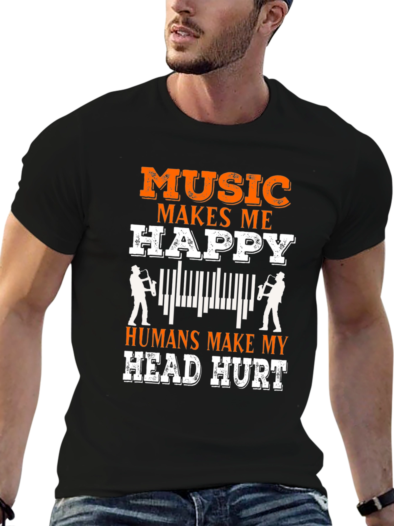 Music Lover Tee: Music Makes Me Happy T-Shirt