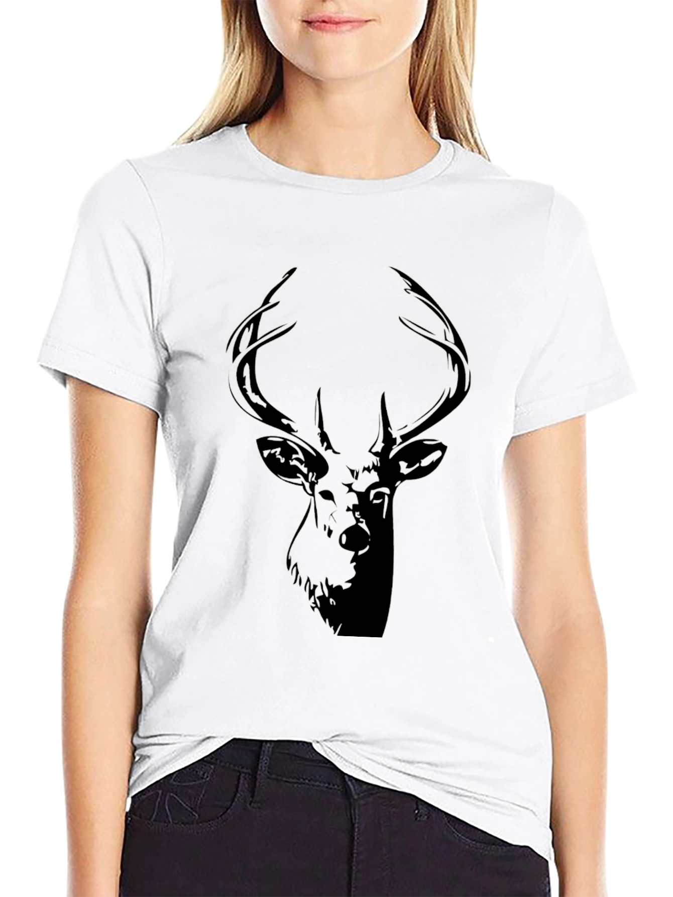 Mens Black Deer Graphic Tee - Casual Style