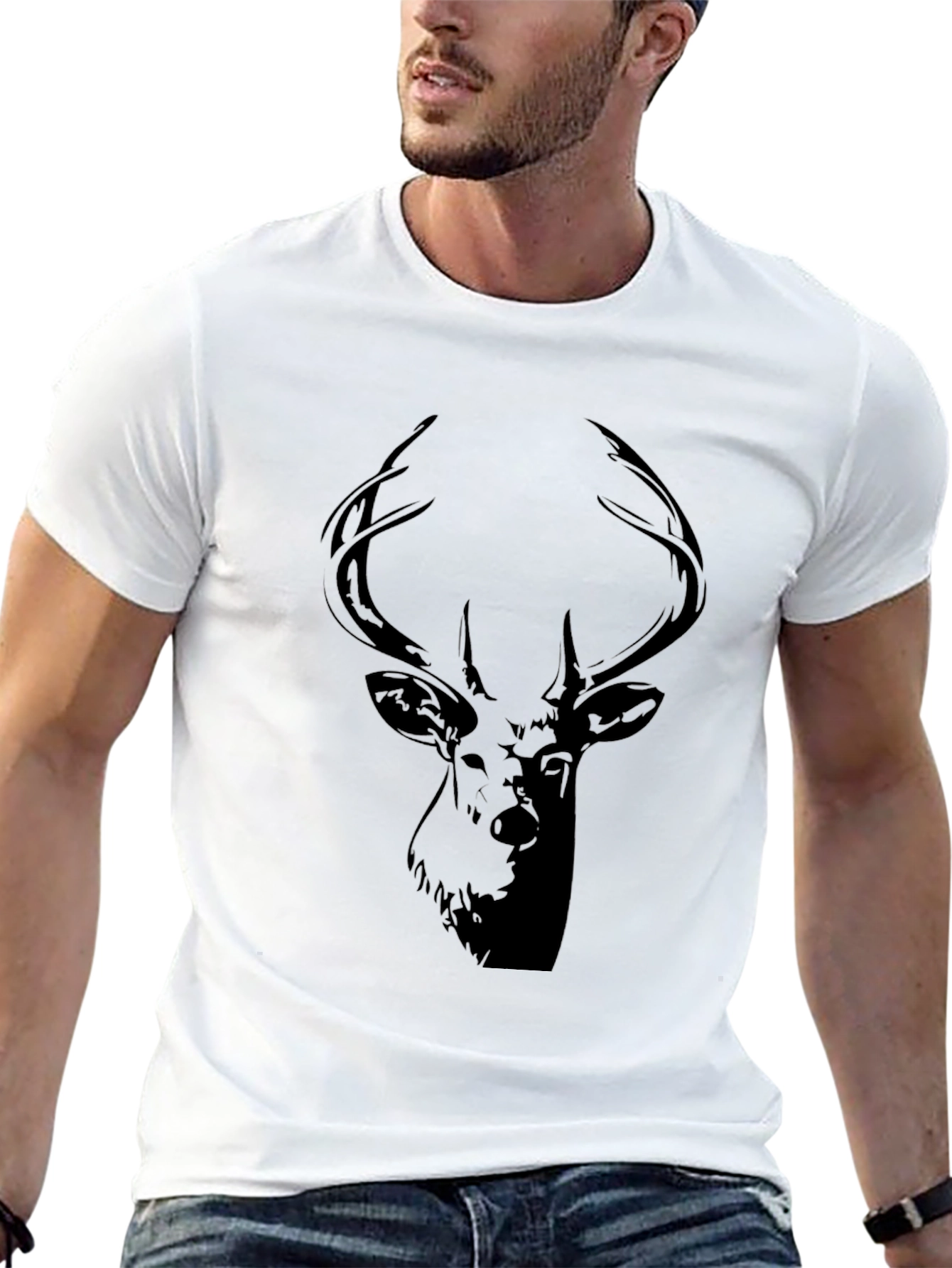 Mens Black Deer Graphic Tee - Casual Style