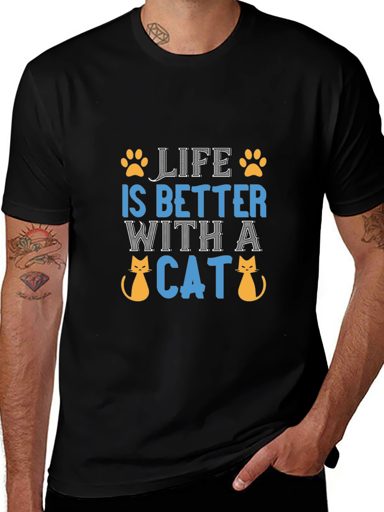 Life is Better with a Cat Graphic T-Shirt