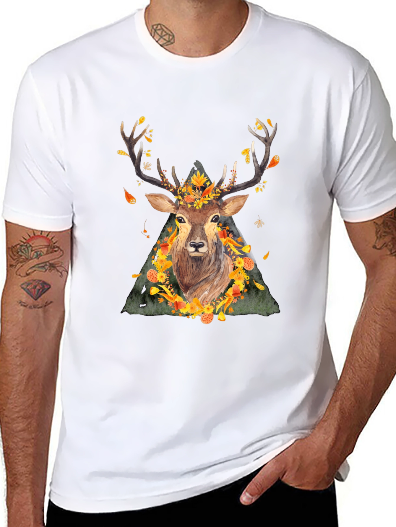 Autumn Deer Graphic Tee - Nature Inspired Shirt