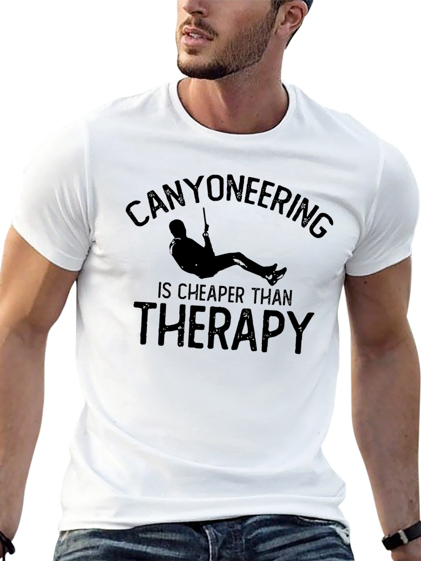 Canyoneering Cheaper Than Therapy Black T-Shirt