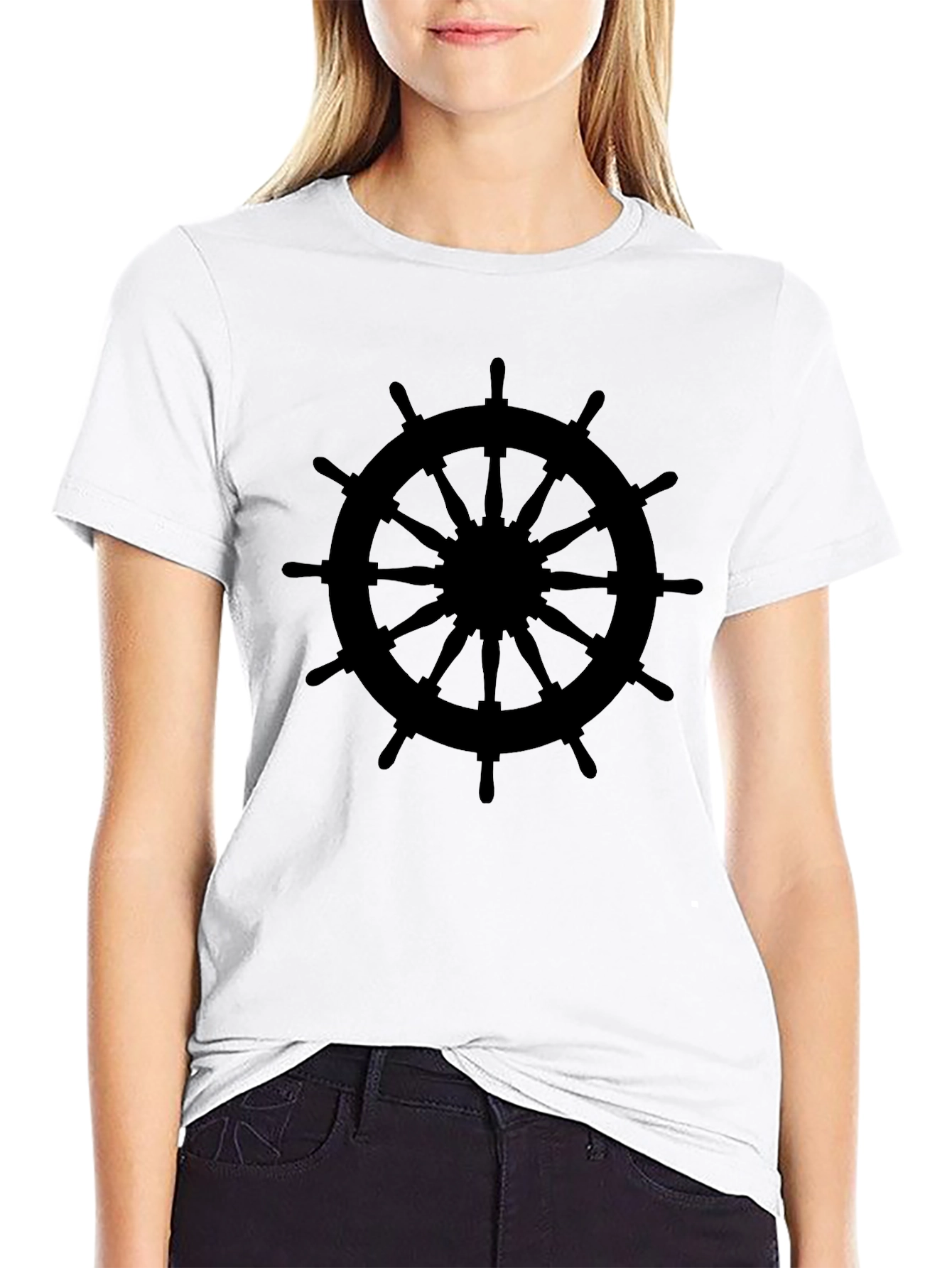 Nautical Wheel Graphic Tee - Classic Black T-Shirt