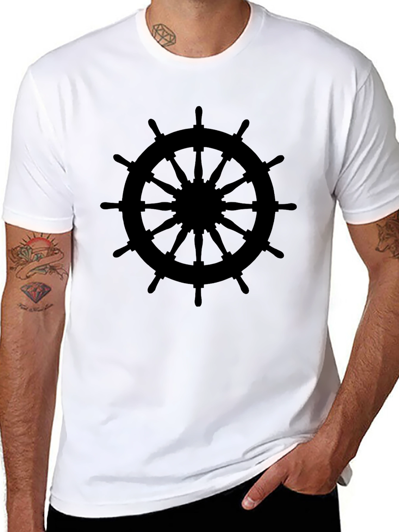 Nautical Wheel Graphic Tee - Classic Black T-Shirt