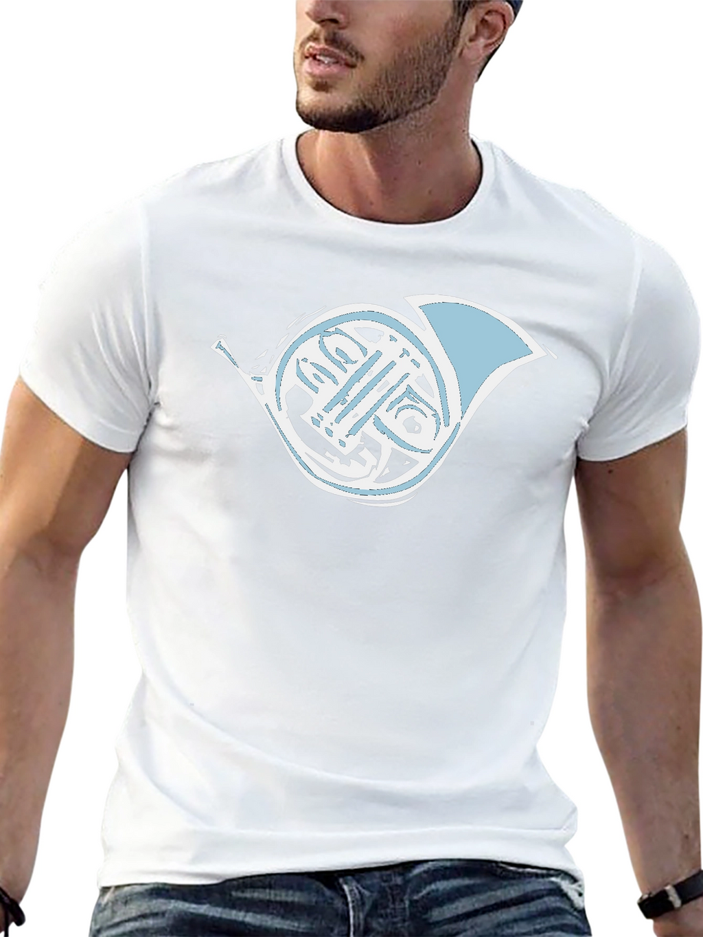 French Horn Graphic Tee - Musicians Black T-Shirt