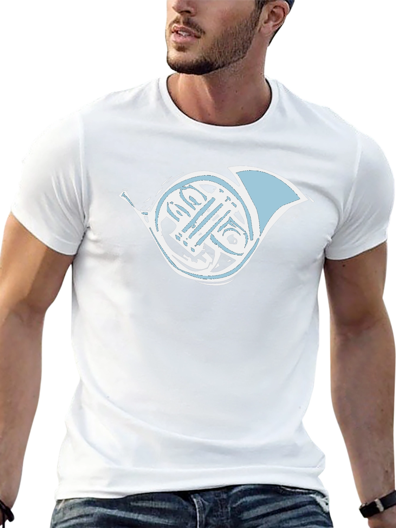 French Horn Graphic Tee - Musicians Black T-Shirt