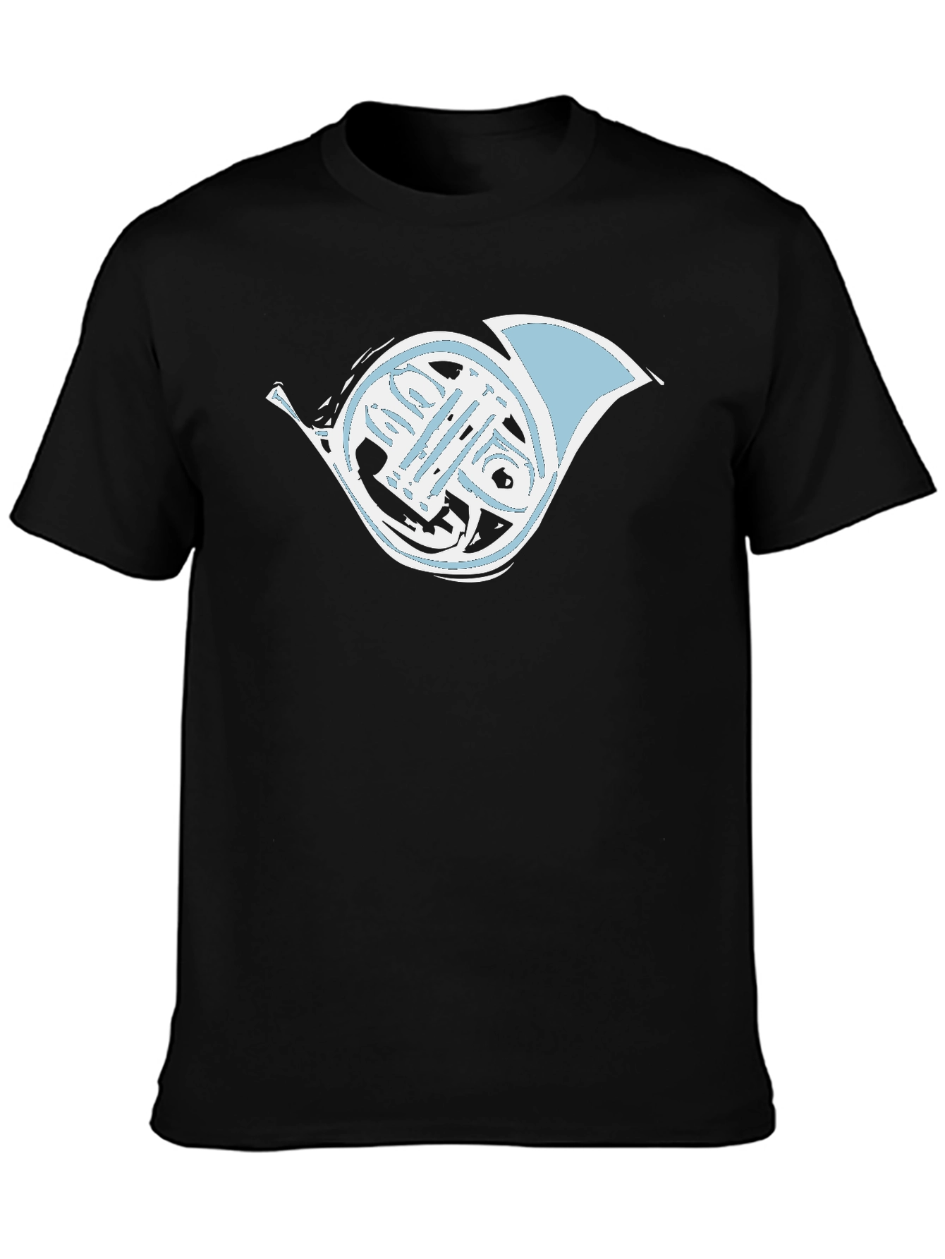 French Horn Graphic Tee - Musicians Black T-Shirt