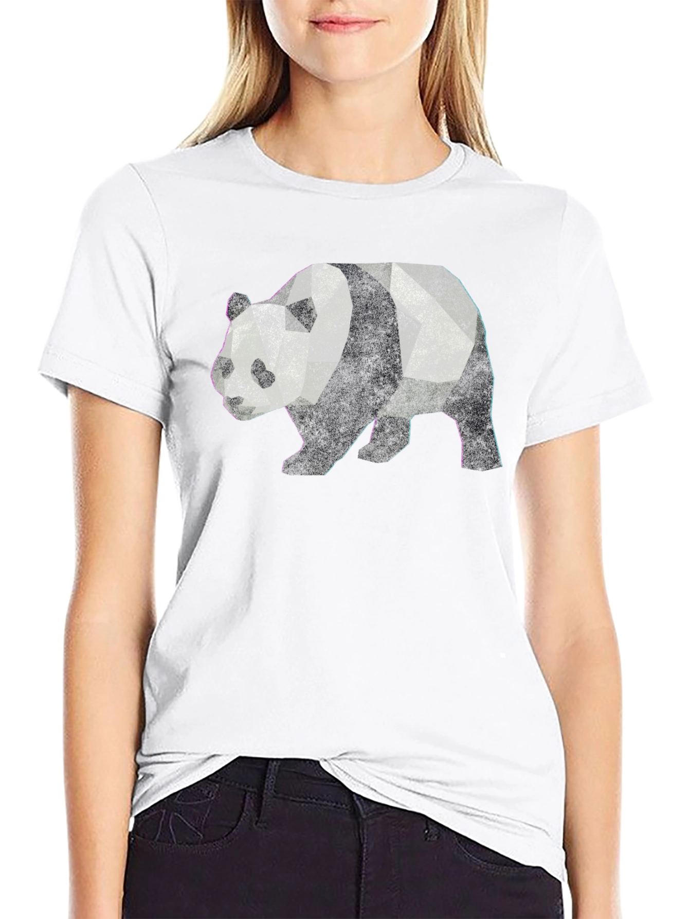 Geometric Panda Graphic Tee - Mens Black T-Shirt
