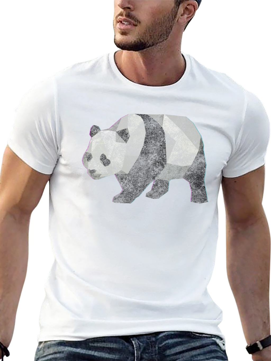 Geometric Panda Graphic Tee - Mens Black T-Shirt