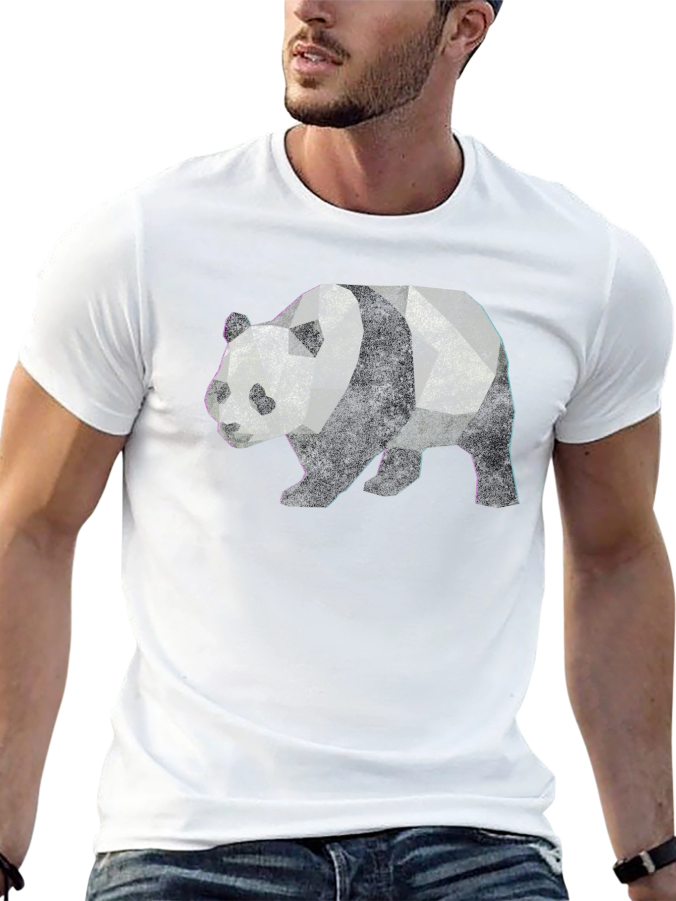 Geometric Panda Graphic Tee - Mens Black T-Shirt