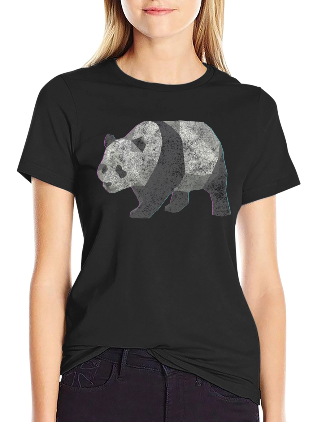 Geometric Panda Graphic Tee - Mens Black T-Shirt