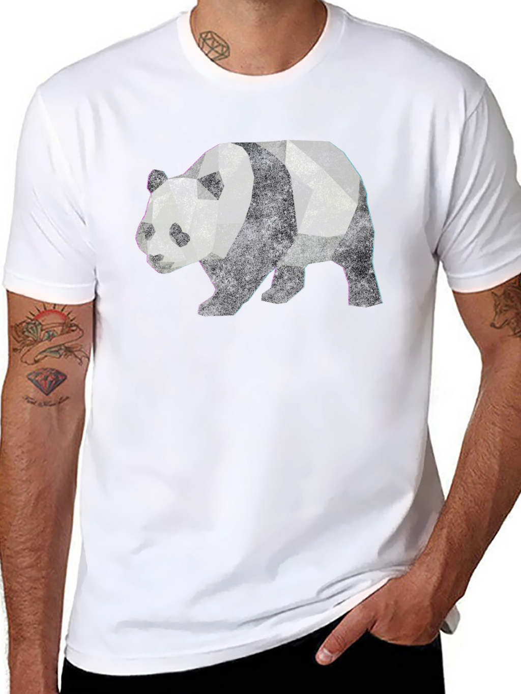 Geometric Panda Graphic Tee - Mens Black T-Shirt