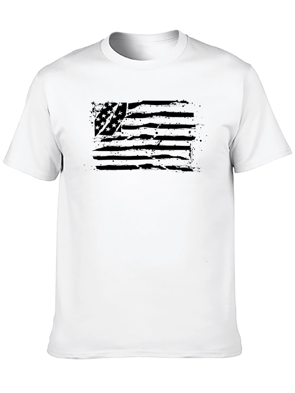 Distressed American Flag Graphic Black T-Shirt