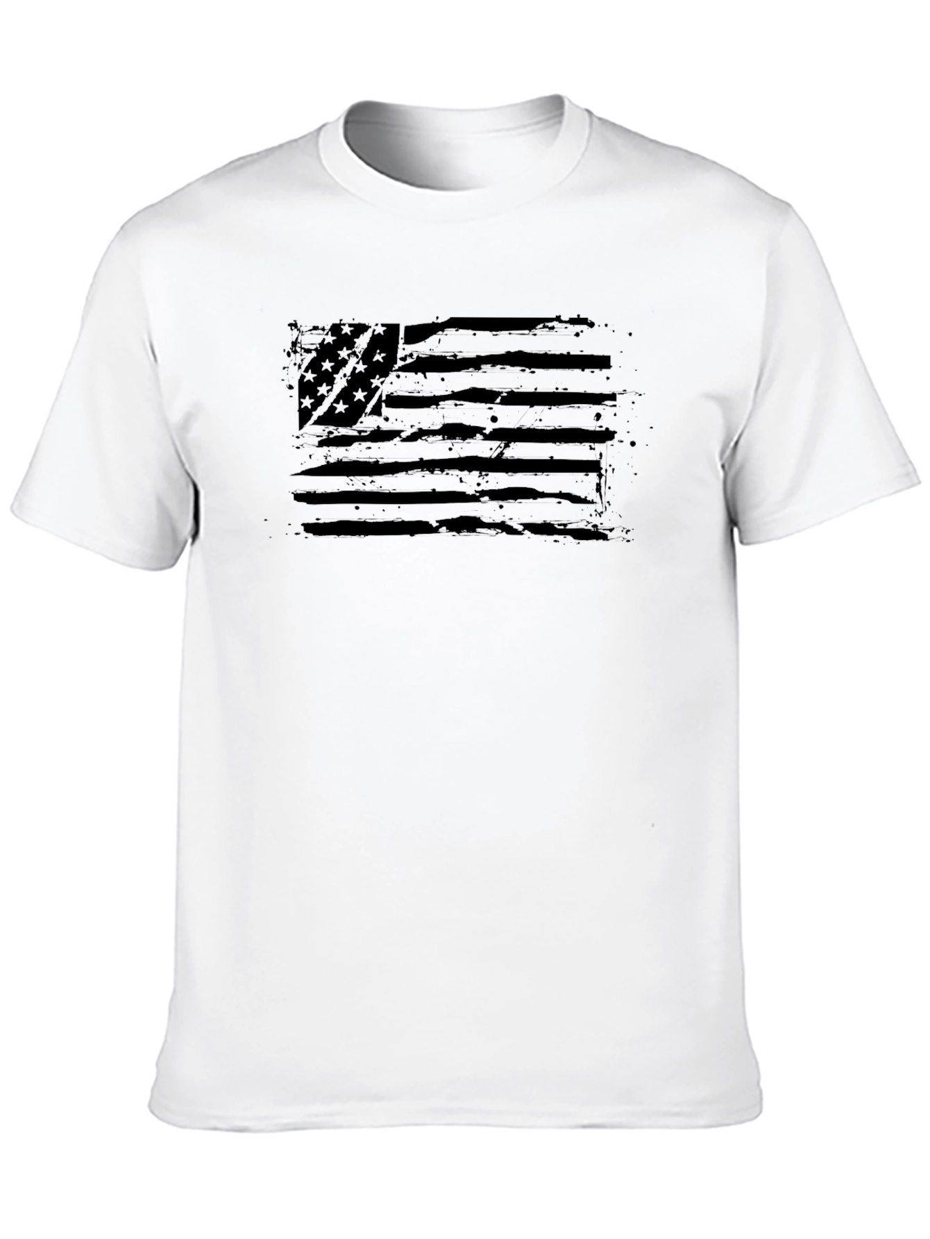 Distressed American Flag Graphic Black T-Shirt