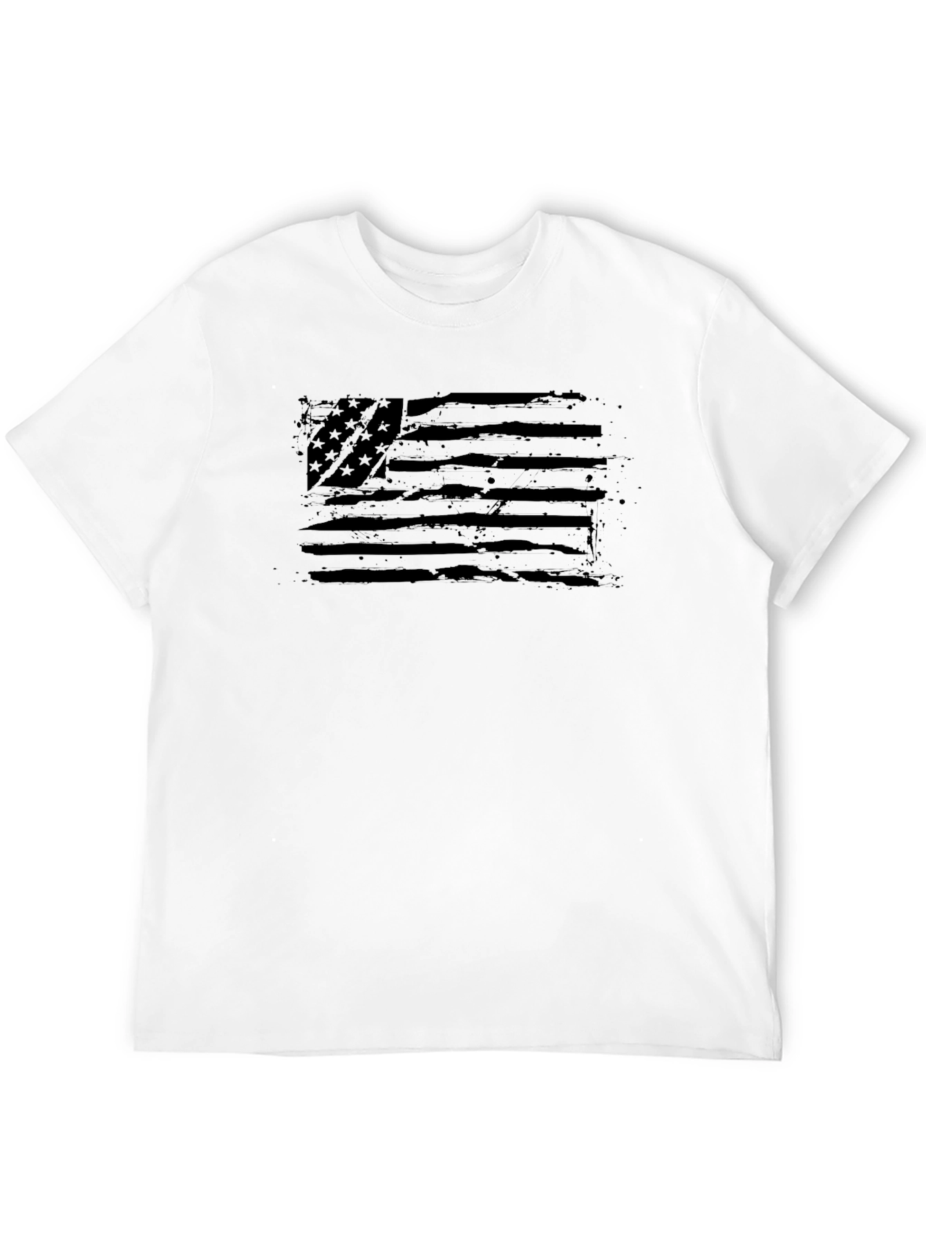 Distressed American Flag Graphic Black T-Shirt