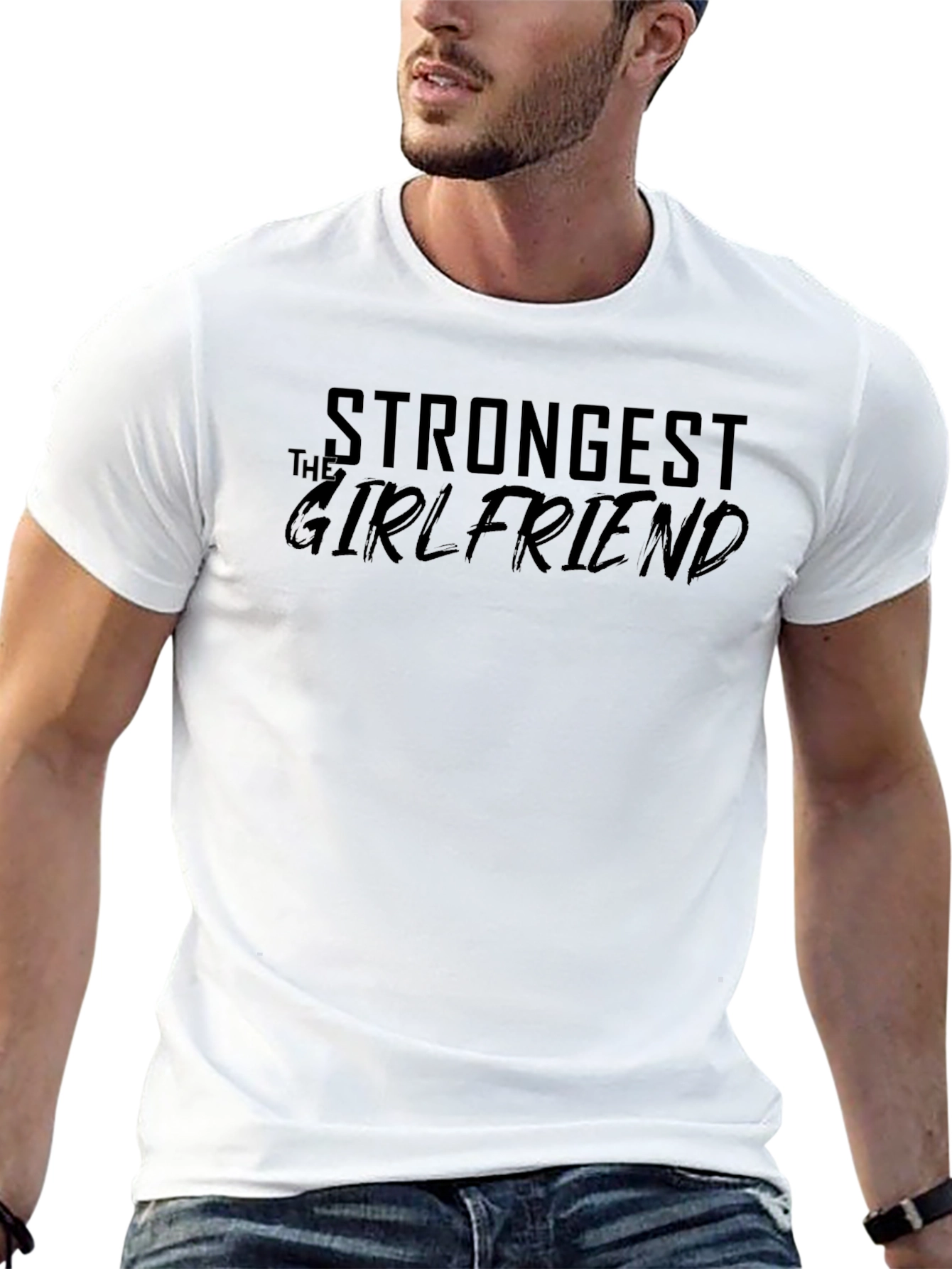Strongest Girlfriend T-Shirt - Black Crew Neck