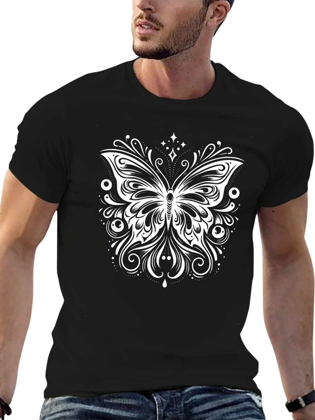 Butterfly Graphic Black T-Shirt - Stylish and Unique