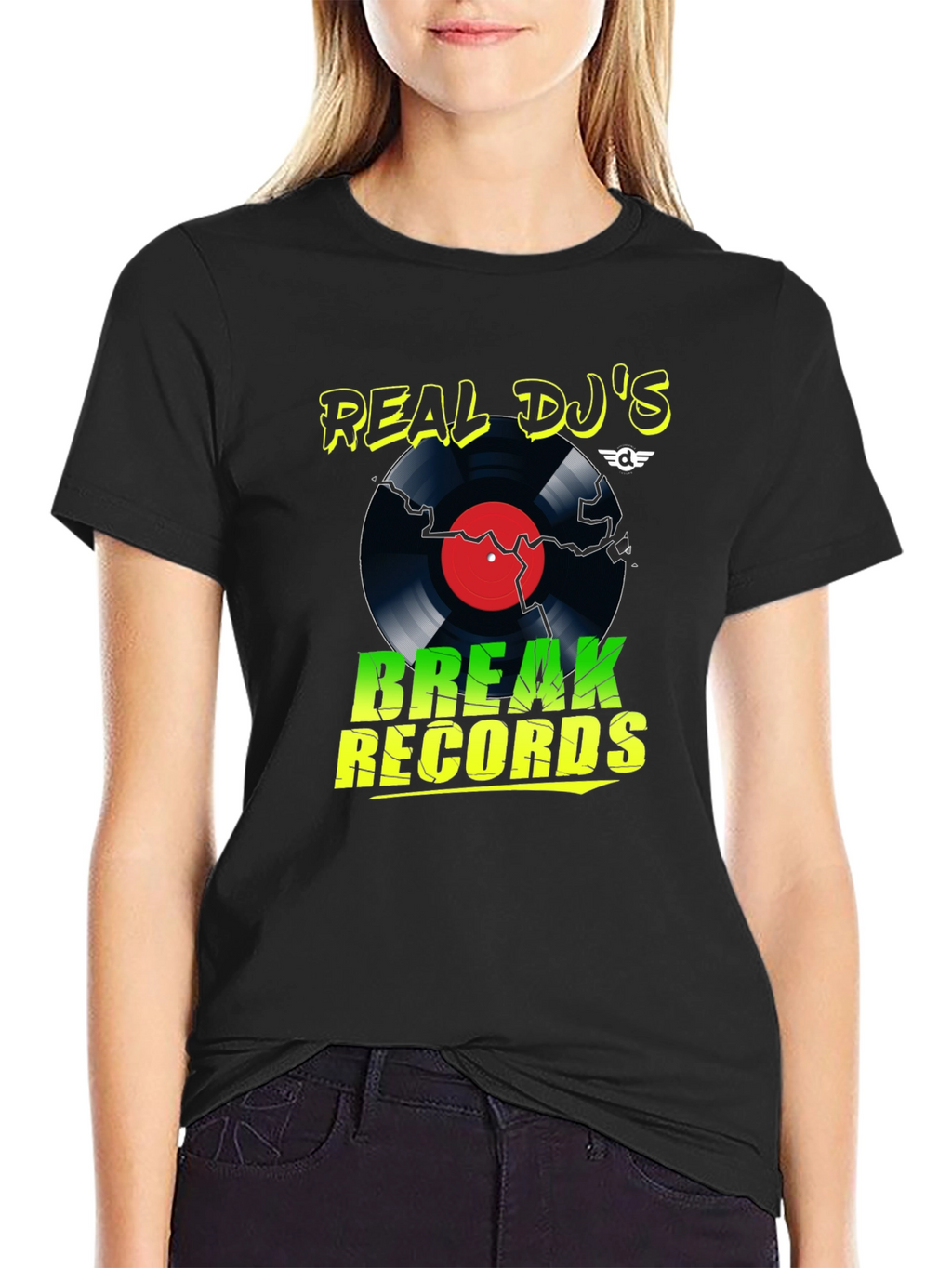 Real DJs Break Records Black T-Shirt