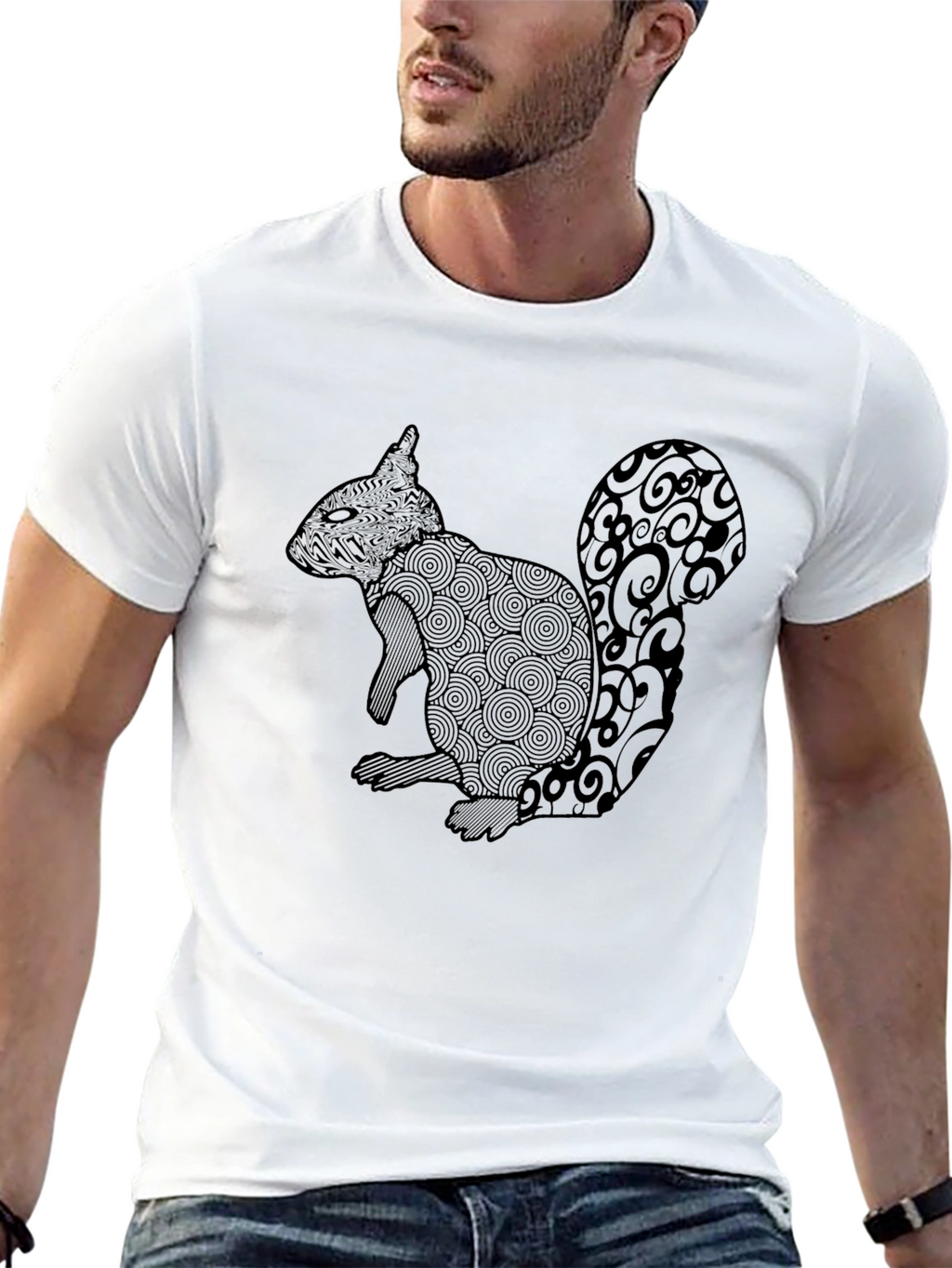 Squirrel Graphic T-Shirt - Black Crew Neck Tee