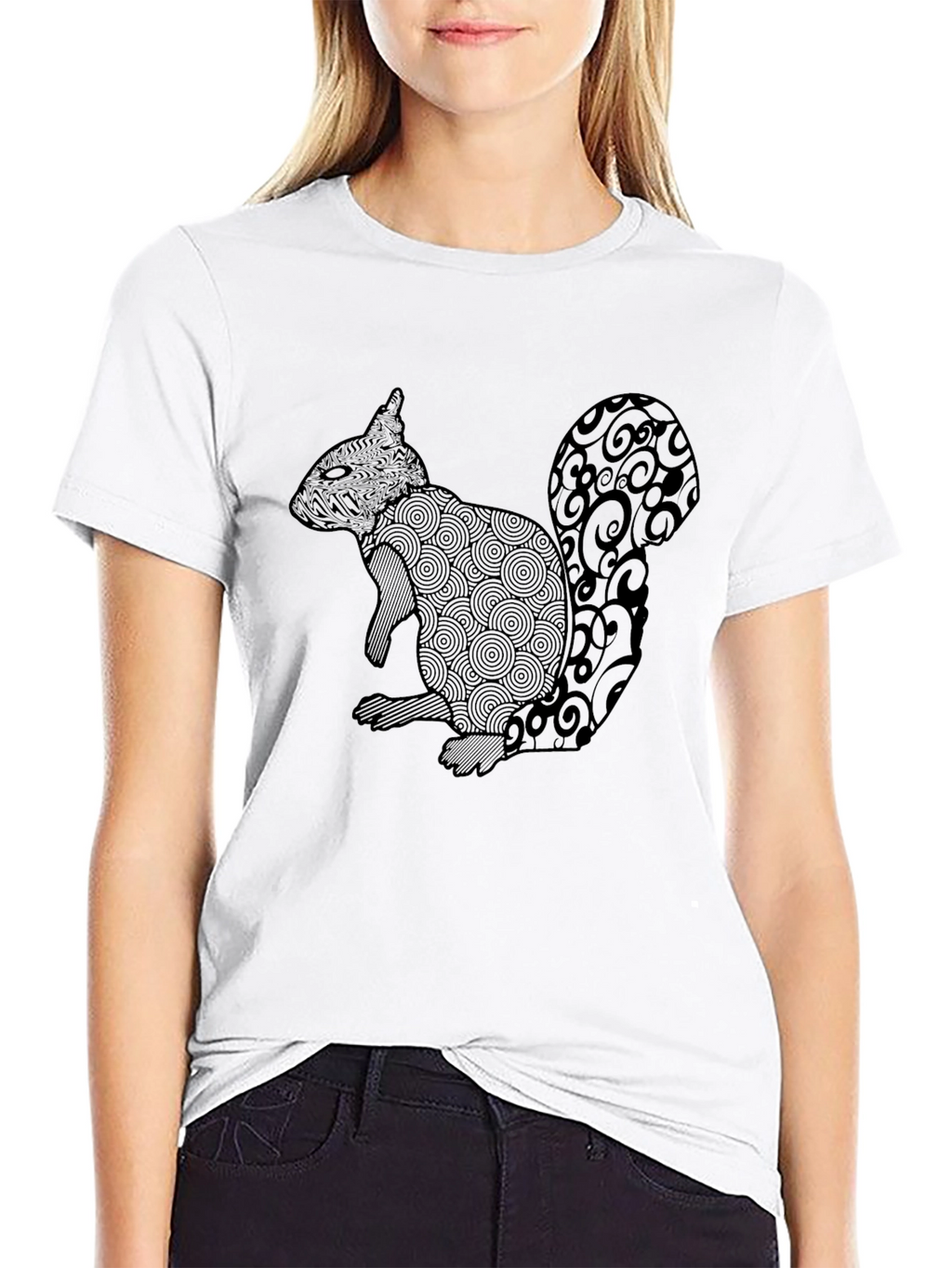 Squirrel Graphic T-Shirt - Black Crew Neck Tee