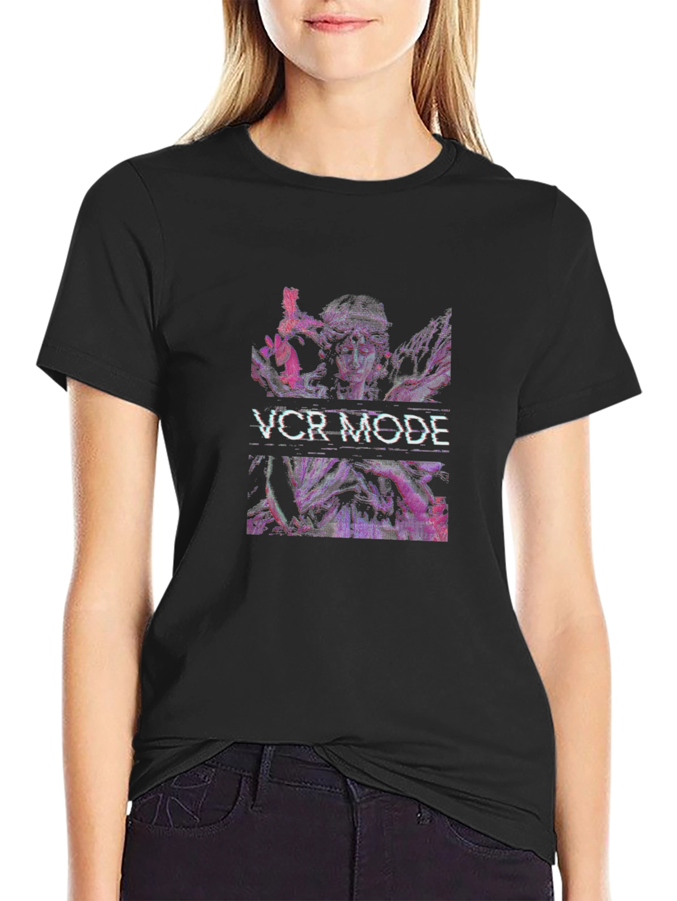 VCR Mode Graphic T-Shirt - Black