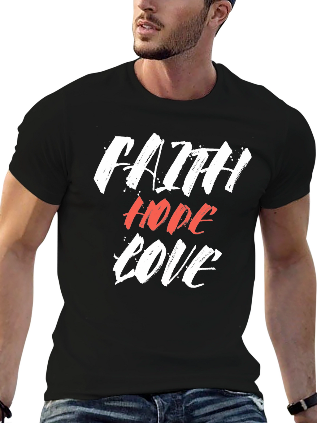 Faith Hope Love Graphic Tee - Black