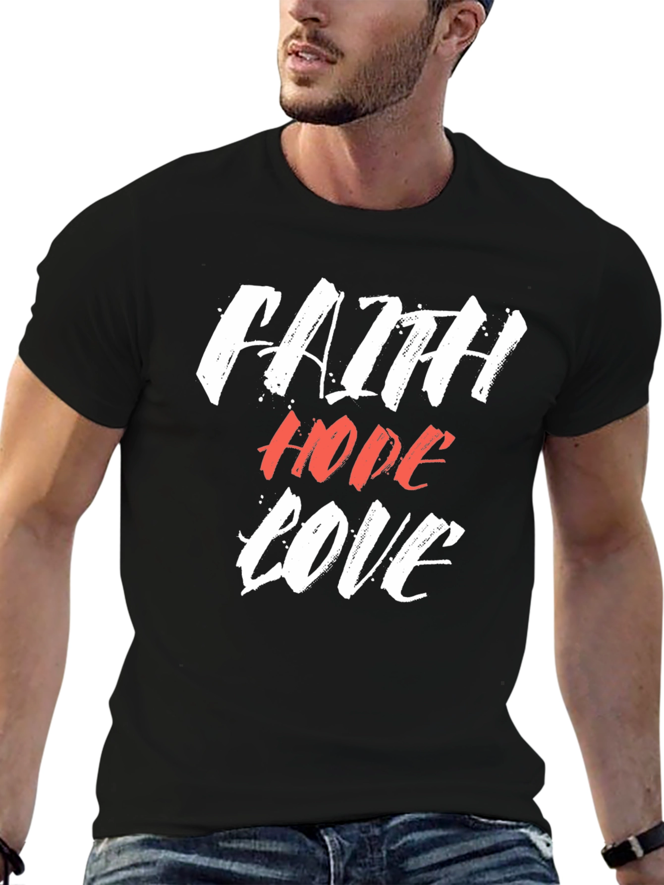 Faith Hope Love Graphic Tee - Black