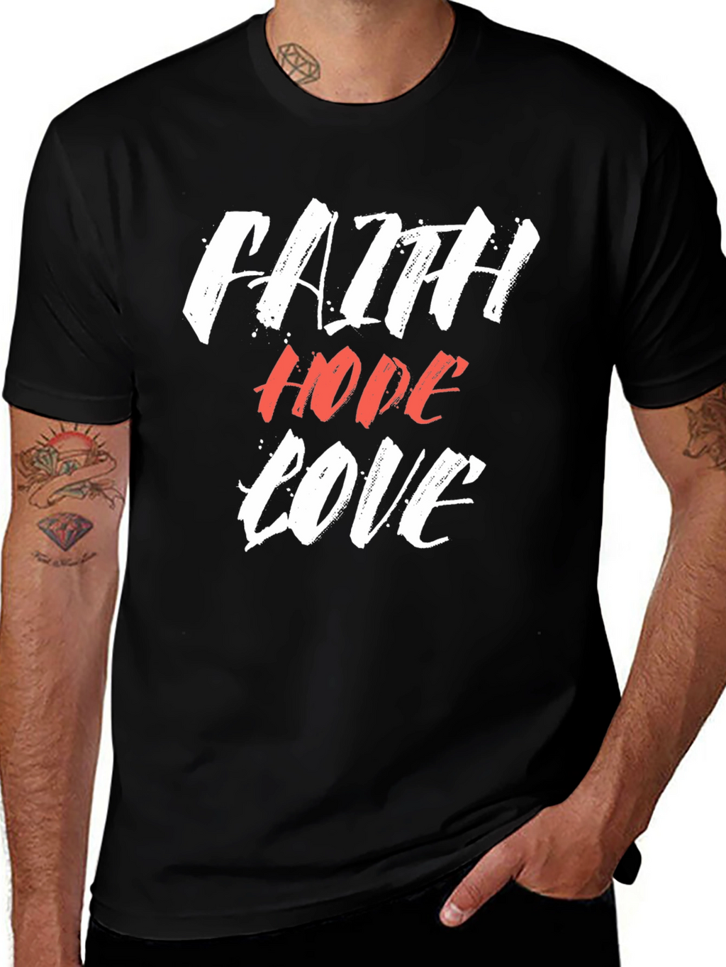 Faith Hope Love Graphic Tee - Black
