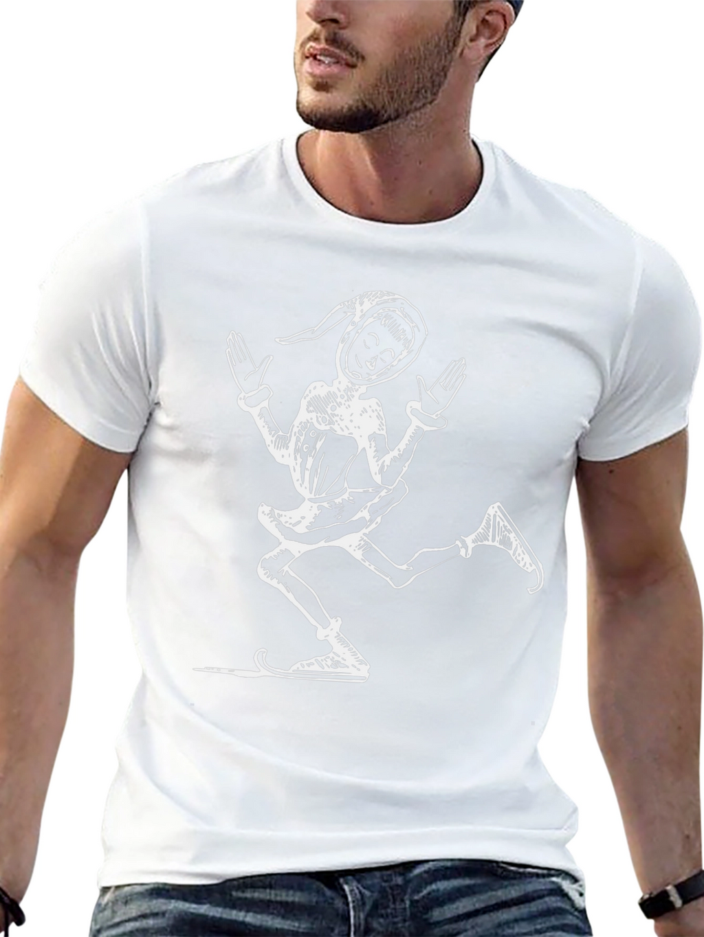Retro Jester Graphic Tee - Black Cotton T-Shirt