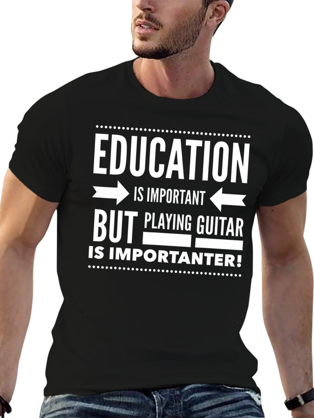 Education Important? Guitar More! Mens Graphic Tee
